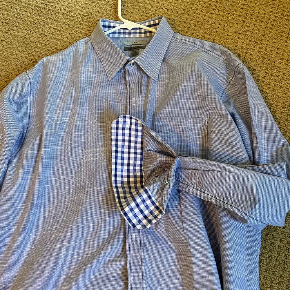 Johnston & Murphy Slim Fit Blue and white Men’s dress shirt